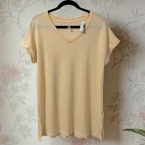 NWT HYBA (M) Tunic Ultra-Soft Activewear Stretch Rolled Sleeves Yellow - Medium